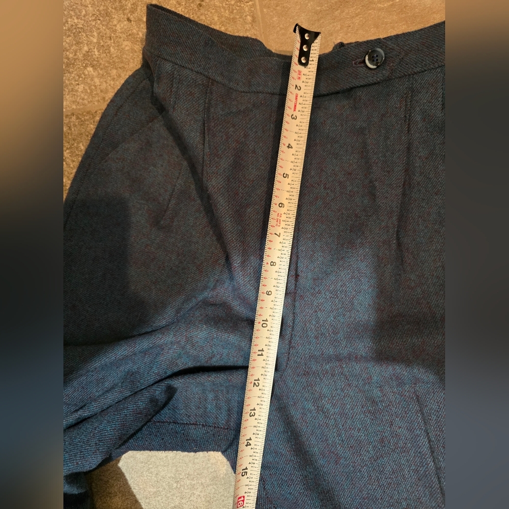 Vintage Wool Blue Wide-Leg Trousers Straight XS 2 Buisness Casual Office NWOT - Picture 5 of 7